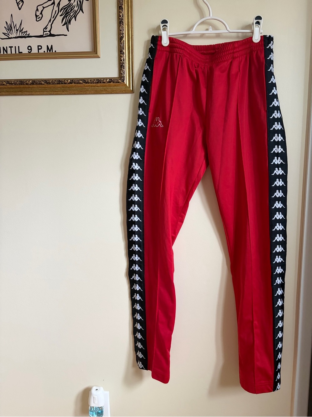 Kappa Red Track Pants with Logo Tape